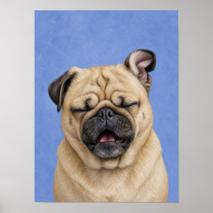 Poster Arte de Parede Pug — Retrato Engraçado de Pug Espi