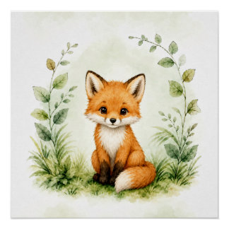 Póster Arte de Parede Raposa da Floresta Poster da Nature