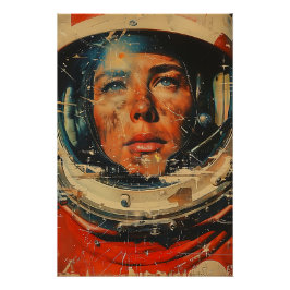 Póster Arte de Parede Retro-astronauta Cósmica