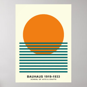 Poster Arte de Parede Retro Cartaz Listras Bauhaus Pôr do
