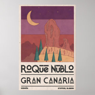 Poster Arte de Parede Roque Nublo, Cartaz de Viagem Vinta