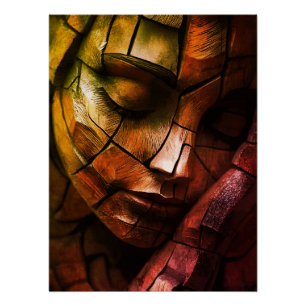 Póster Arte de Parede Rosto Feminino em Mosaico Abstrato
