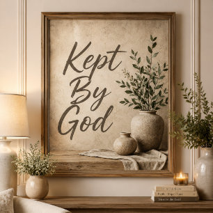 Poster Arte de Parede Rústica Neutra Mantida por Deus