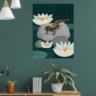 Poster Arte de Parede Salamandra do Fogo do Lago da Meia-