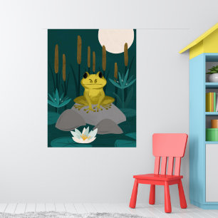 Poster Arte de Parede Sapo Lua Cheia do Lago à Meia-Noite