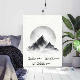 Poster Arte de Parede Silhueta da Montanha Nebulosa Minim