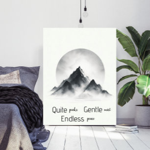 Poster Arte de Parede Silhueta da Montanha Nebulosa Minim