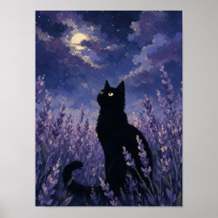 Poster Arte de Parede Silhueta de Gato Preto — Campo de L