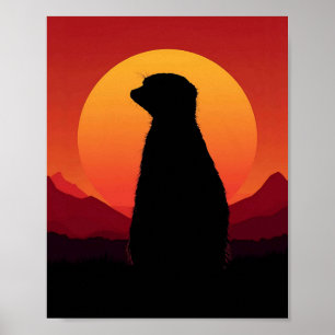 Poster Arte de Parede Silhueta do Pôr do Sol – Animal Maj