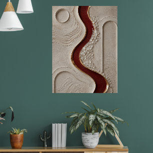 Poster Arte de Parede Texturizada Abstrata Minimalista Bu
