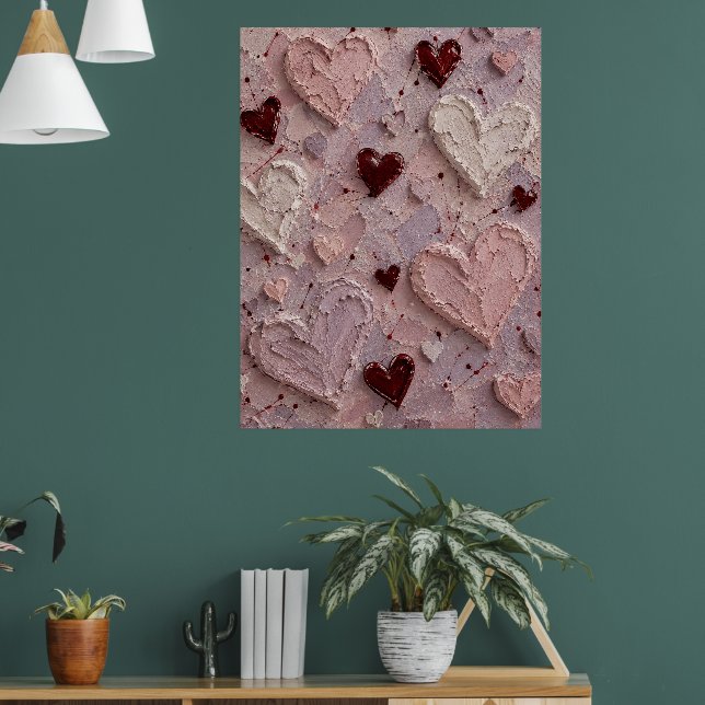 Poster Arte de Parede Texturizada com Coração Rosa e Borg (Sala de Estar 1)
