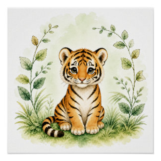 Póster Arte de Parede Tigre Vida Selvagem Poster Natureza