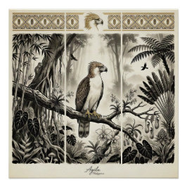 Póster Arte de Parede Tríptico Águia Filipina