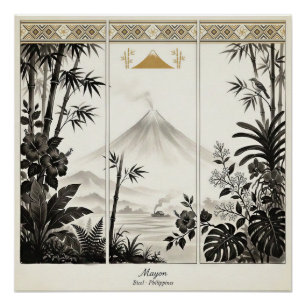 Póster Arte de Parede Tríptico do Vulcão Mayon