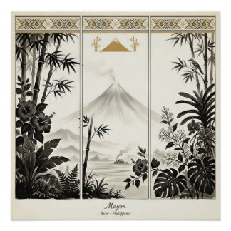 Póster Arte de Parede Tríptico do Vulcão Mayon