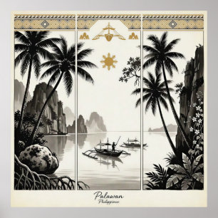 Poster Arte de Parede Tríptico Palawan Filipinas