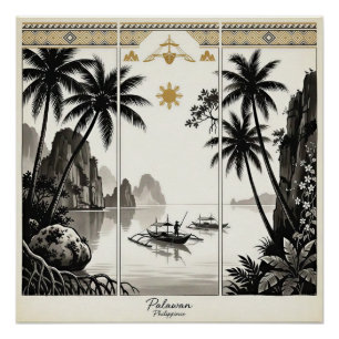 Póster Arte de Parede Tríptico Palawan Filipinas