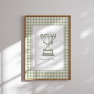Poster Arte de Parede Troféu Vintage Campeão de Coração
