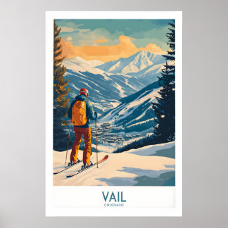 Poster Arte de Parede Vail - Cartaz de Esqui do Colorado