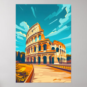Poster Arte de Parede Viagem Vintage Coliseu Roma Itália