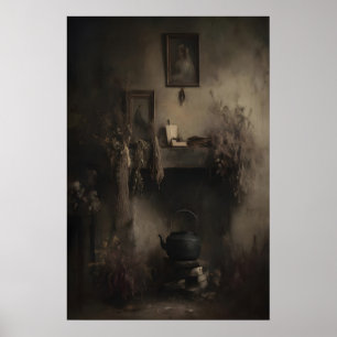 Poster Arte de Parede Vintage Witchy Cottagecore, Dark Ac