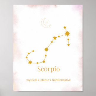 Poster Arte de Parede Zodíaco Escorpião Dourado – Constel