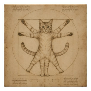 Póster Arte de Paródia do Renascimento do Gato Vitruviano