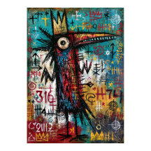Arte de Pássaro Neo-Expressionista Corvo Coroado