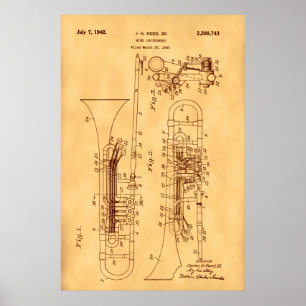 Póster Arte de patente de trombone de alta resolução em p