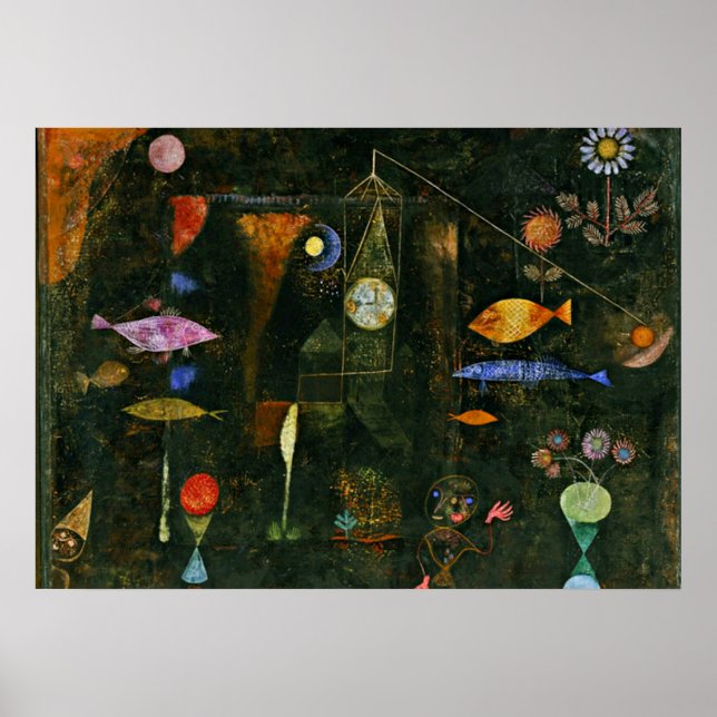 Póster Arte de Paul Klee: Magia de Peixes, famosa pintura (Frente)