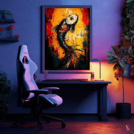 Poster Arte de Peixe Expressionista Contemporâneo de Movi