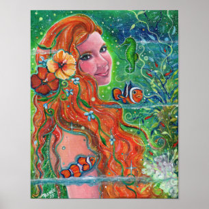 Poster Arte de peixe-palhaço sereia Maev por Renee Lavoie