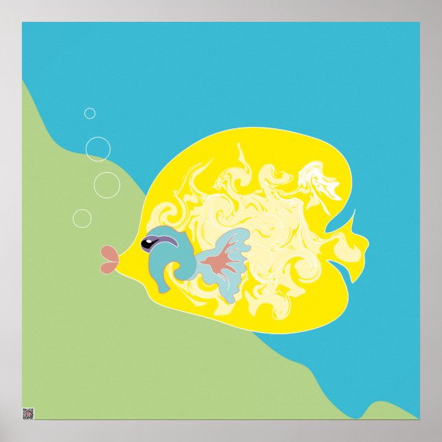 Póster Arte de Peixes Tropicais Caprichosos do Oceano (Frente)
