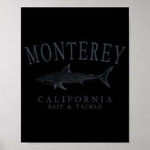 Poster Arte de pesca em ardósia retrô de tubarão de Monte