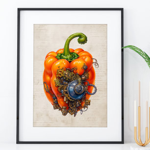 Poster Arte de pimento com pimenta de Steampunk Bell