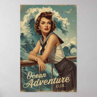 Poster Arte de Pin-Up de Marinheiro dos Anos 1950 – Cruze