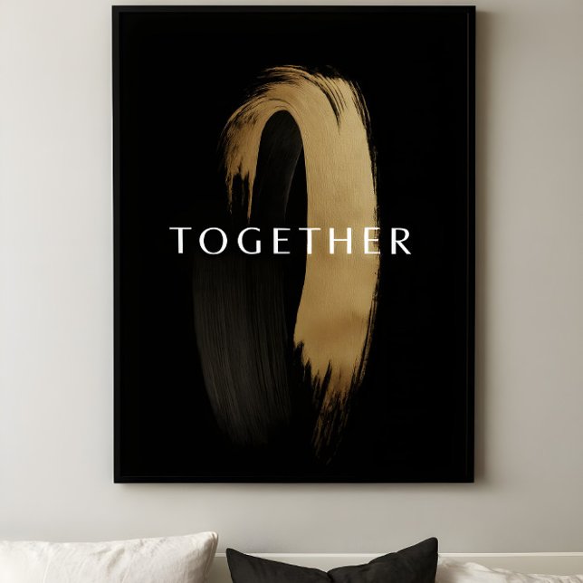 Poster Arte de Pincelada Abstrata TOGETHER Dourada para C (Criador carregado)