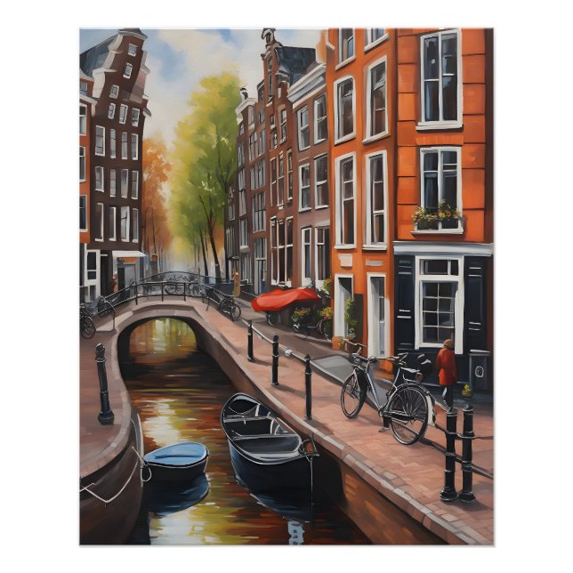 Póster Arte de pintura a óleo de Amsterdã (Frente)