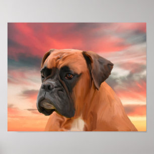 Póster Arte de pintura a óleo em aquarela de cachorro Box