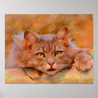 Arte de pintura a óleo em aquarela de gato marrom 