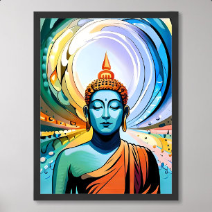 Poster Arte de Pintura Buddha para Meditação e Paz Intern