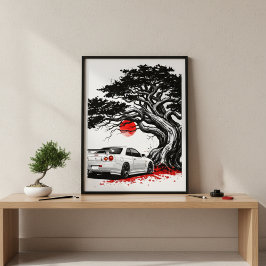 Poster Arte de Pintura Clássica do Sol Nascente Japonês B