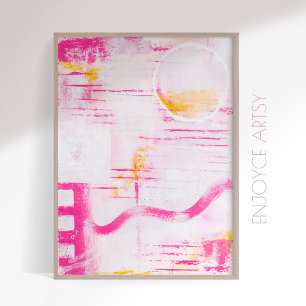 Poster Arte de pintura de abstrato cor-de-rosa moderna