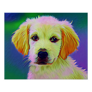 Póster Arte de pintura de cachorro branco-56742
