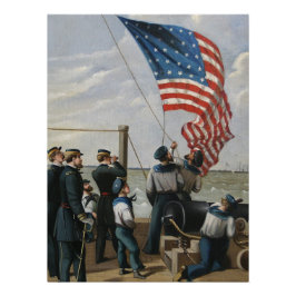 Póster Arte de Pintura Militar Marinho de Bandeira Americ