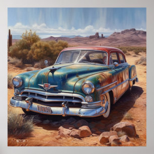 Poster Arte de Pintura Personalizada de Sedan Desert Vint