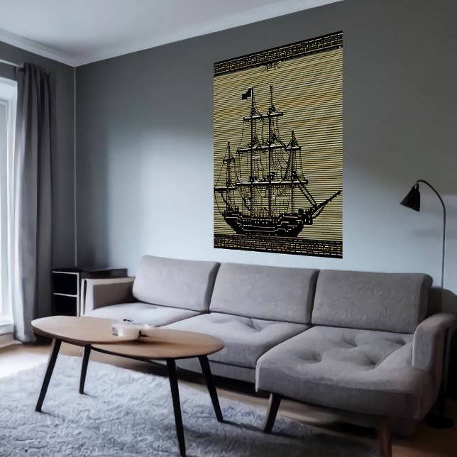 Poster Arte de pixel, barco a vela no mar | Arte AI (Criador carregado)