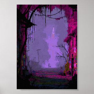Poster Arte de Pixel Retro Distópico Exuberante