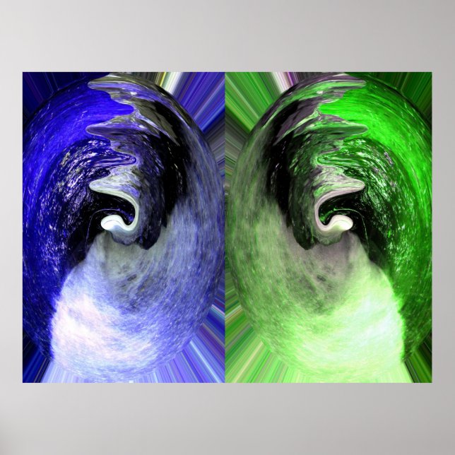 Poster Arte de planetas azuis e verdes (Frente)