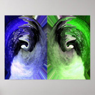 Poster Arte de planetas azuis e verdes